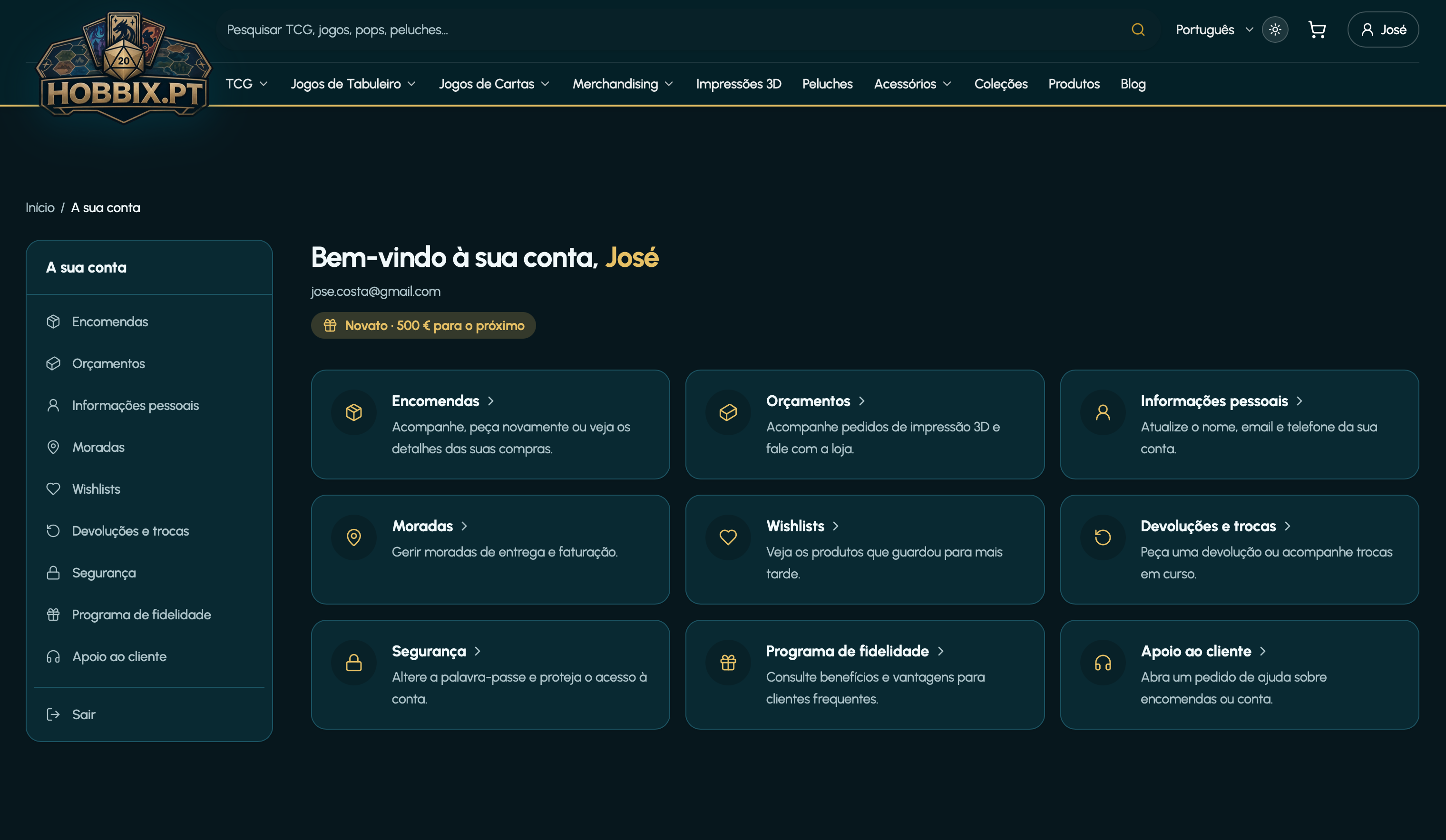 Tu cuenta, con el pedido y los datos juntos.